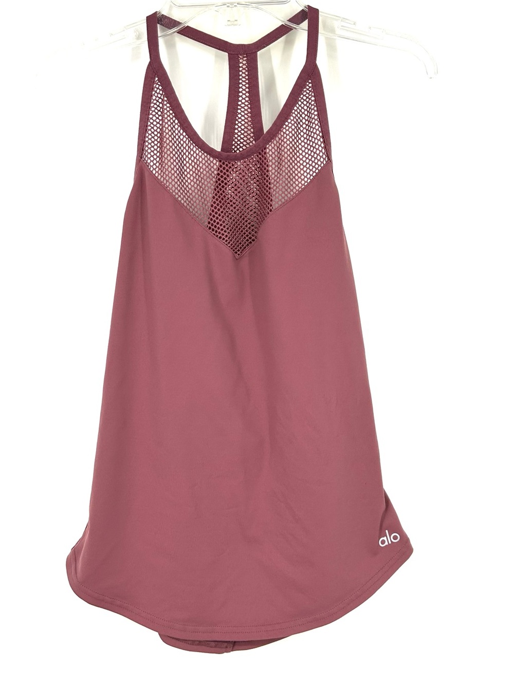 Alo XS Elite Mesh Yoga Tank Top Mauve Pink